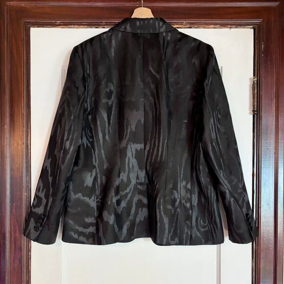 Lafayette 148 Black Silk Wool Wood Grain Jacquard Luxury Blazer- Size 16 or XL - Picture 2 of 5